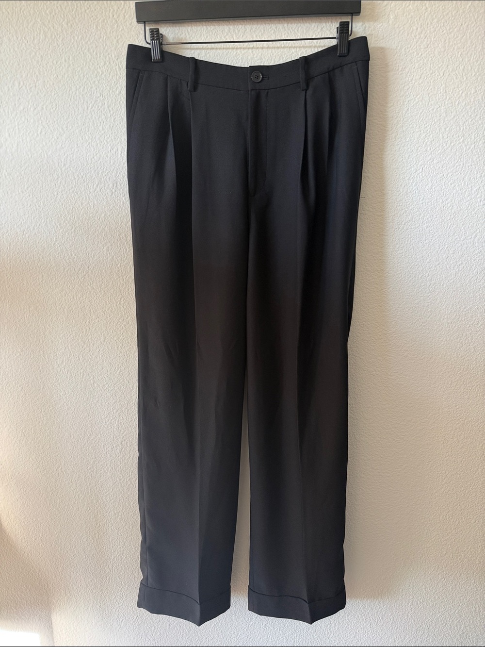 Lauren Ralph Lauren Black Front-Pleat Trousers Cuffed Hem Size 10